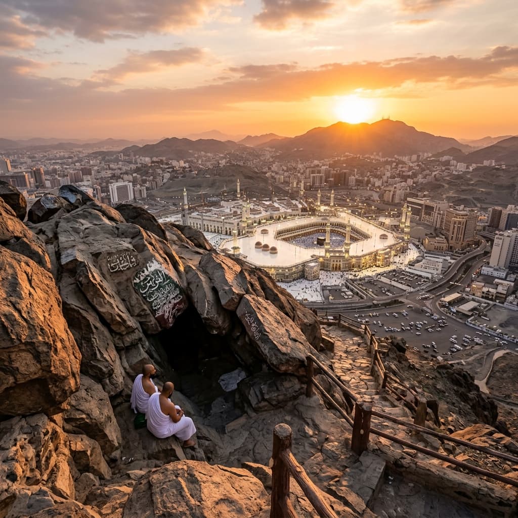 Lanskap pegunungan Hijaz sebagai ilustrasi Jabal Nur dan Gua Hira