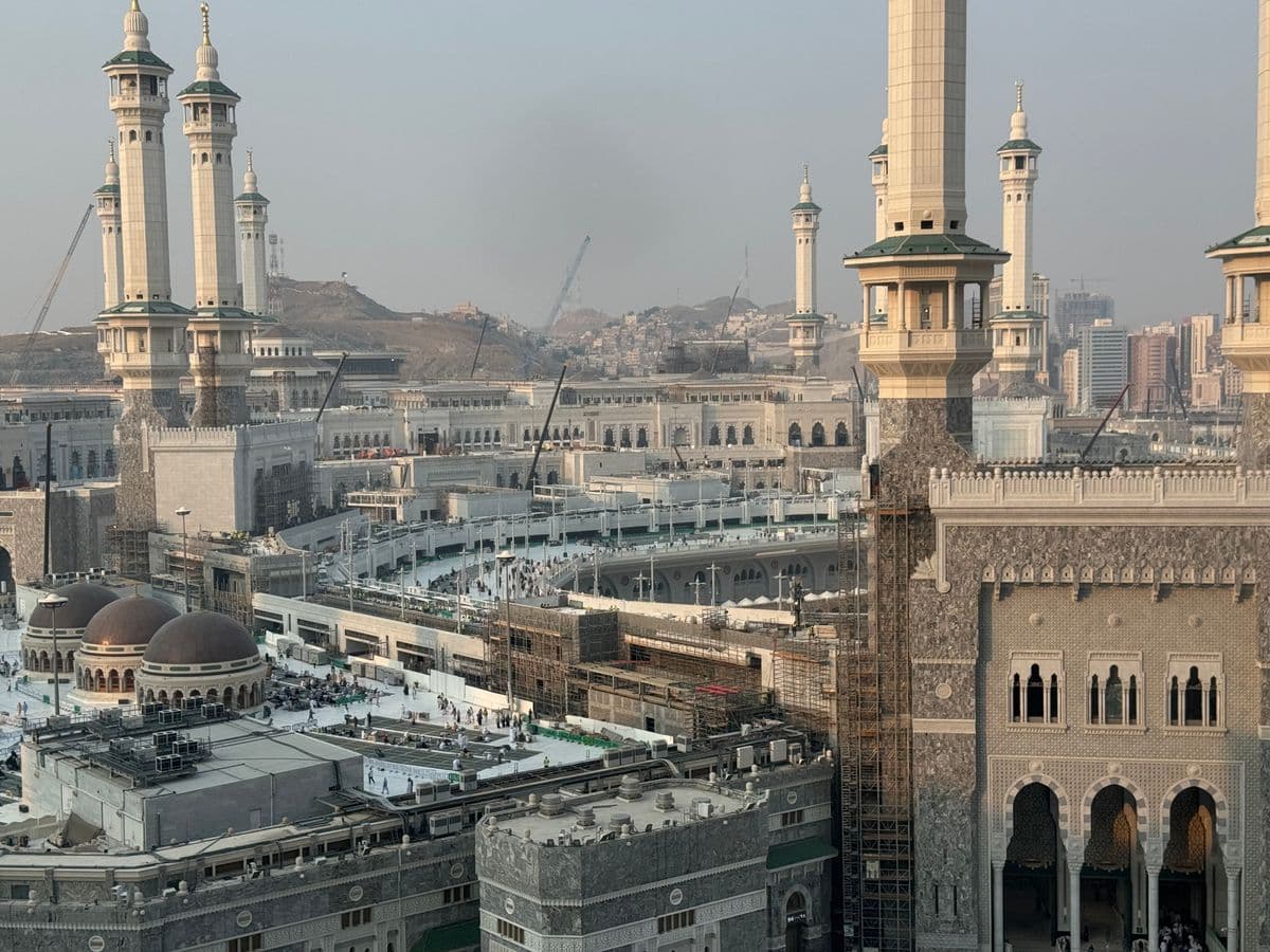 Pemandangan udara Masjidil Haram dan Ka'bah yang agung di Kota Suci Makkah