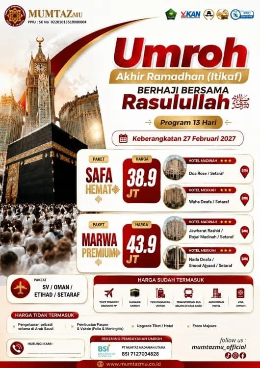 Umroh Akhir Ramadhan (I'tikaf) - Safa Hemat