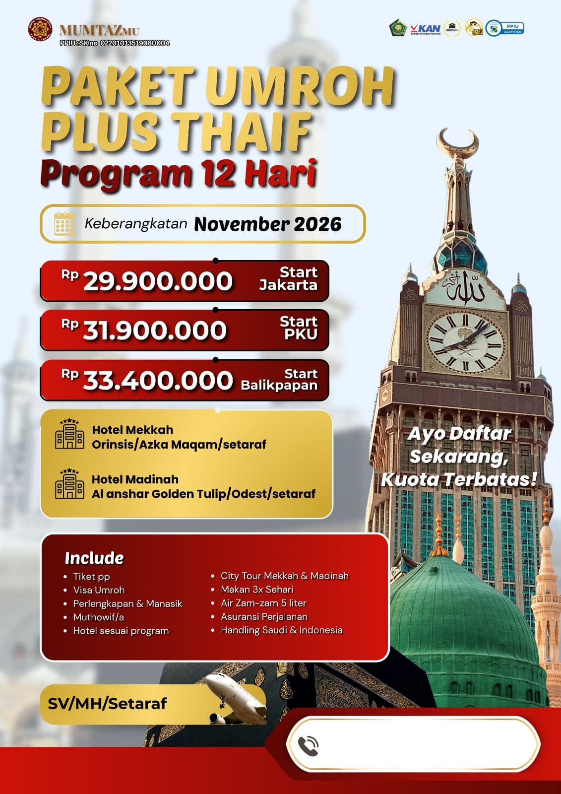 UMROH PLUS THAIF - START BALIKPAPAN
